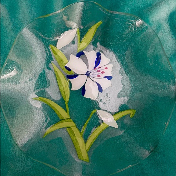 Sydenstricker Glass 9” Scalloped Art Glass Plate MOTHER’S DAY Pressed Floral - Picture 2 of 6